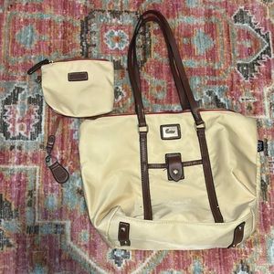 Dooney and bourke look alike bag with keychain and small cosmetics bag.